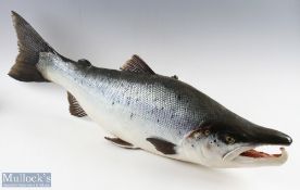 Cast Salmon in Spring colours, marked Jim Blair 2000 #95cm long, with mount fitting to back ready