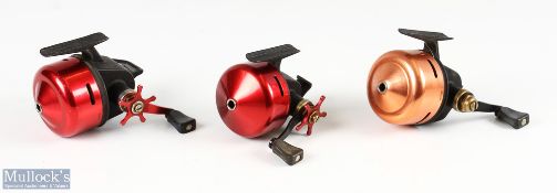 ABU-matic close faced spinning reels (3) features models 150, 160 and 170 all with black handles,