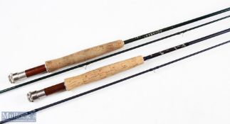 Sharpes of Aberdeen Quarex carbon fly rod 9' 2pc, line 6#, alloy uplocking reel seat and collars,