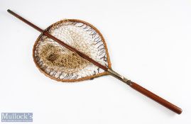 Early Farlow's wooden landing net c1890 - C Farlow, 151 The Strand, trout guy net 48