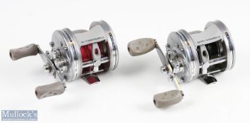 2x Abu Sweden 5600 Ambassadeur multiplier reels, real seat Nos 070009/44 and 070010/14, both run