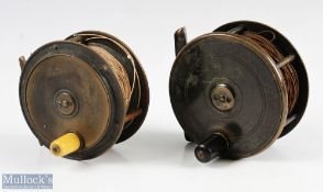 Two early 20th century brass fly reels R Turnbull, Edinburgh 4