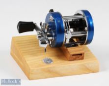 ABU Ambassadeur 2500C multiplier reel in blue no number stamped to foot, black counterbalance