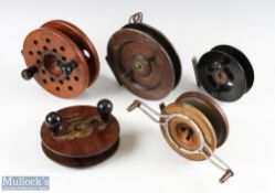 5x large, interesting centre pin reels: Paul Brarino Horseshoe trademark, side mount 6
