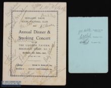 SPORT - CRICKET - JACK HOBBS menu for the Midland Bank Rugby Club Annual Dinner & Smoking Concert