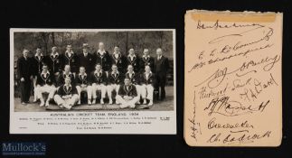SPORT - CRICKET - AUSTRALIAN TEAM 1934 album page featuring ten signatures of the team including