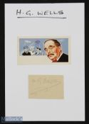 WELLS (H G) author of 'The Time Machine' and 'The Shape of Things to Come'. Pencil signature on a