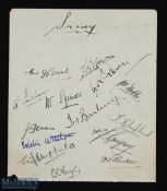 SPORT - CRICKET - SURREY 1930/1 album page bearing the signatures of approx. 14 members of the