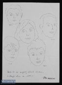 AUTOGRAPH - AUTHOR - FAY WELDON ORIGINAL SKETCH inscribed 'hard to see myself without children, so