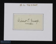 SPORT - CRICKET - GILBERT JESSOP signature on a small cutting mounted on card. The signature in