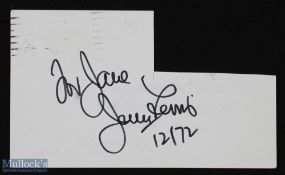 ENTERTAINMENT - HOLLYWOOD - JERRY LEWIS signature on a card dated 12/72.