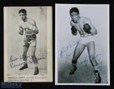 SPORT - BOXING - RANDOLPH TURPIN signed postcard photograph showing Turpin as a young man in