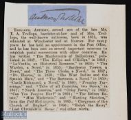 TROLLOPE (ANTHONY) author of the 'Barchester Chronicles'. Signature in ink on a small slip of