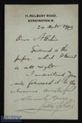 ART - SIR LUKE FILDES - illustrator of Charles Dickens novels. Autograph letter signed dated October