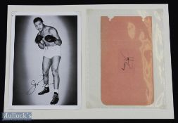 SPORT - BOXING - JOE LOUIS signature on an album page together with a photograph of Louis bearing