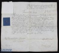 NAVAL - HMS VICTORY partially printed document with ms insertions on a single leaf of vellum being a