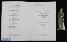 ENTERTAINMENT - HOLLYWOOD - CHARLIE CHAPLIN - a BOAC menu signed and inscribed by Chaplin to