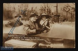 SPORT - BOXING - GEORGES CARPENTIER vintage postcard showing Carpentier driving an open sports car