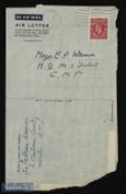 SPORT - CRICKET - PELHAM WARNER 'THE GRAND OLD MAN OF ENGLISH CRICKET' fine wartime autograph letter