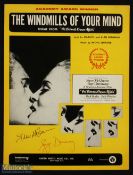 ENTERTAINMENT - STEVE MCQUEEN and FAYE DUNAWAY AUTOGRAPHED MUSIC SHEET entitled 'The windmills of