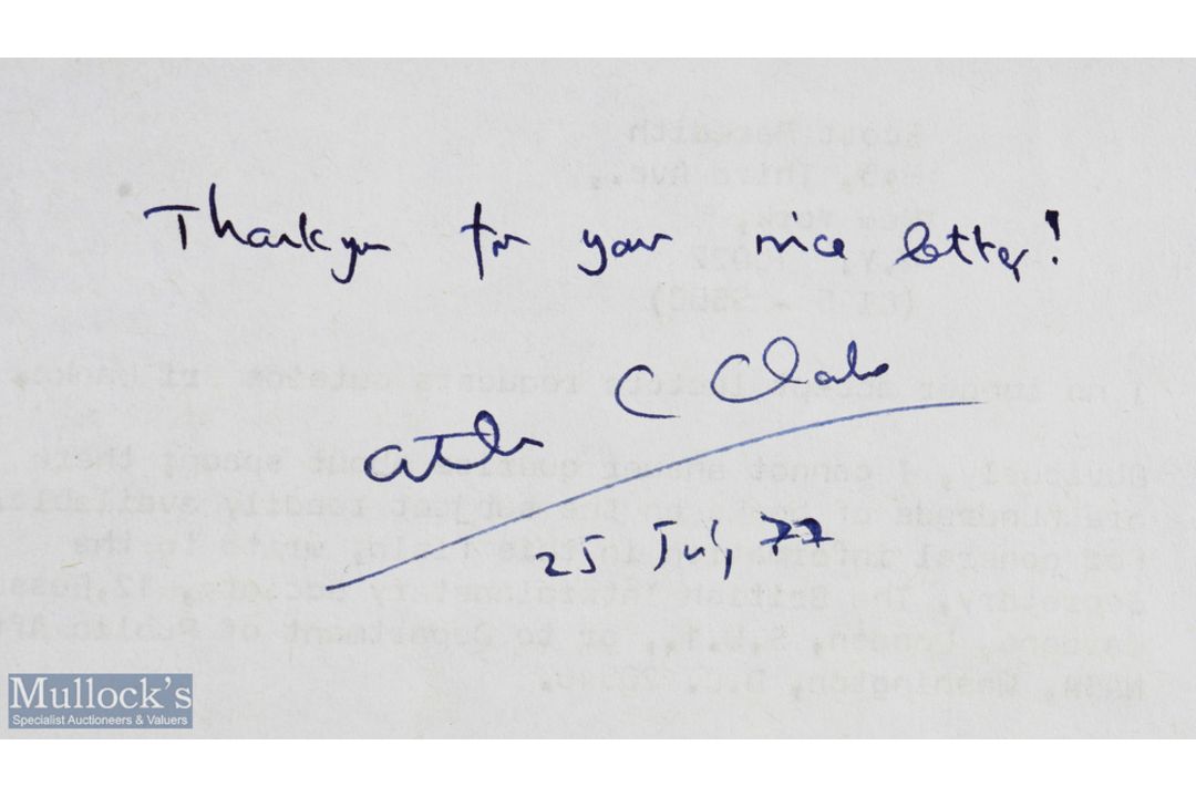 CLARKE (ARTHUR C) scientist and author of '2001 A Space Odyssey'. Cyclostyled document bearing - Image 2 of 2