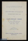 SPORT - CRICKET - SOUTH AFRICAN TEAM 1935 menu for the complimentary dinner held by the Yorkshire