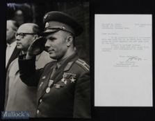 RUSSIA - COSMONAUGHT - YURI GARGARIN AUTOGRAPHED PHOTOGRAPH signed to the reverse in ink, the