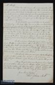 WALES - HISTORY OF AGRICULTURE - JOHN JOHNES long autograph letter signed, in his capacity as