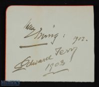 THEATRE - SIR HENRY IRVING - signature on an album page also bearing the signature of Edward Terry