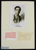 SPORT - BOXING - JIMMY WILDE two pencil signatures on slips of paper mounted on an album leaf with a