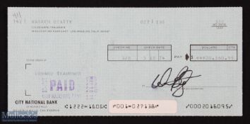 ENTERTAINMENT - HOLLYWOOD - WARREN BEATTY cheque signed dated May 10th 1974 in the sum of $20,160.