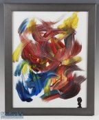 ARTWORK - AUTOGRAPH - CHEETA THE CHIMPANZEE FROM TARZAN: ORIGINAL ABSTRACT CONTEMPORARY ARTWORK