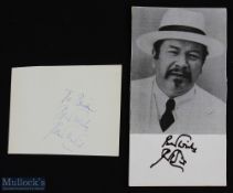 ENTERTAINMENT - HOLLYWOOD - PETER USTINOV two signatures on cards