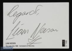 ENTERTAINMENT - HOLLYWOOD -STAR WARS- LIAM NEESON signature on the reverse of a promotional postcard