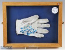 Signed Golf Glove with indistinct signature - needing some research framed and mounted under