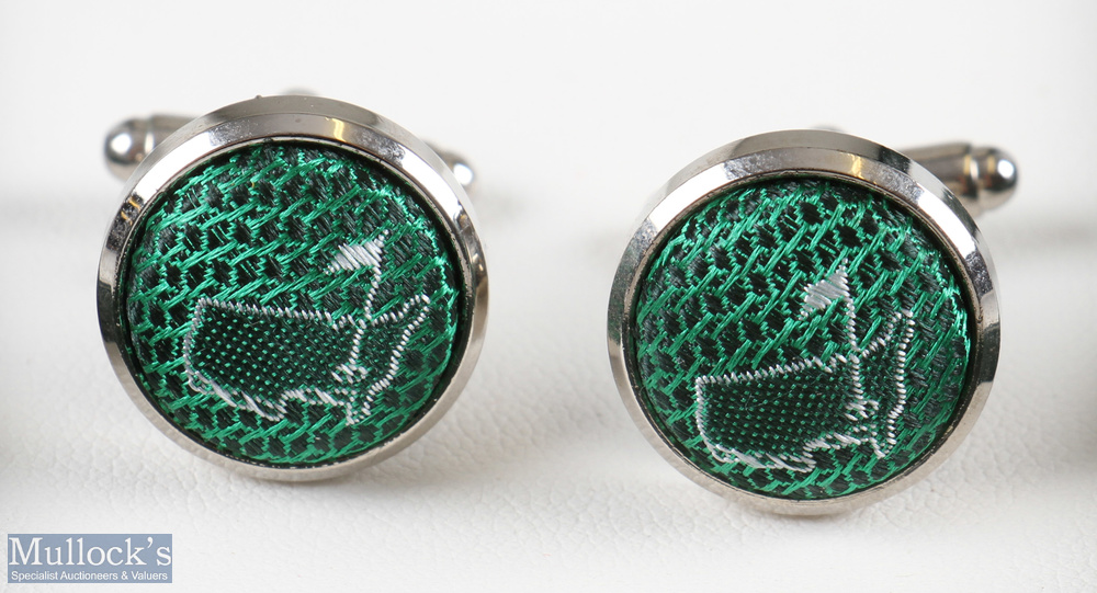 Pair Masters Golf Green Silk Cuff Links - in the official Masters green and gilt logo box and - Image 2 of 2