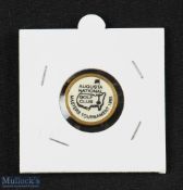 Original 1985 US Masters Golf Tournament Ball Marker - (won by Bernhard Langer) brass holder c/w