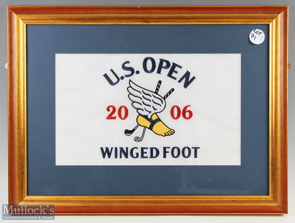 2006 US Golf Championship pin flag wingfoot, framed and mounted under glass - size # 67cm x 50cm