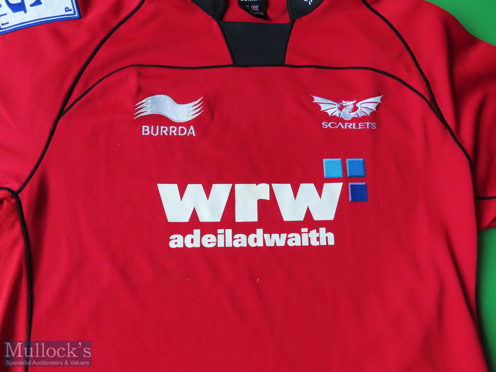 Scarlets Rugby Shirt made by Burrda, sponsored by WRW, Short Sleeve, Size XXL - Image 2 of 3