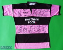 Newcastle Falcons Multi Signed Rugby Shirt with Number 1 printed to reverse, made by Cotton Traders,