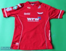 Scarlets Rugby Shirt made by Kooga, sponsored by WRW Construction, Short Sleeve, Size L