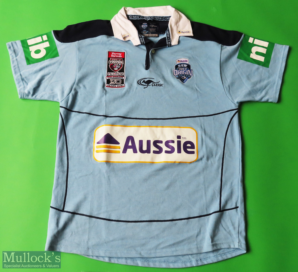 2010 NSW Blues State of Origin Rugby Shirt with short sleeves, Size L