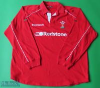Wales Rugby Union Shirt made by Reebok, sponsored by Redstone, Long Sleeve, Size L