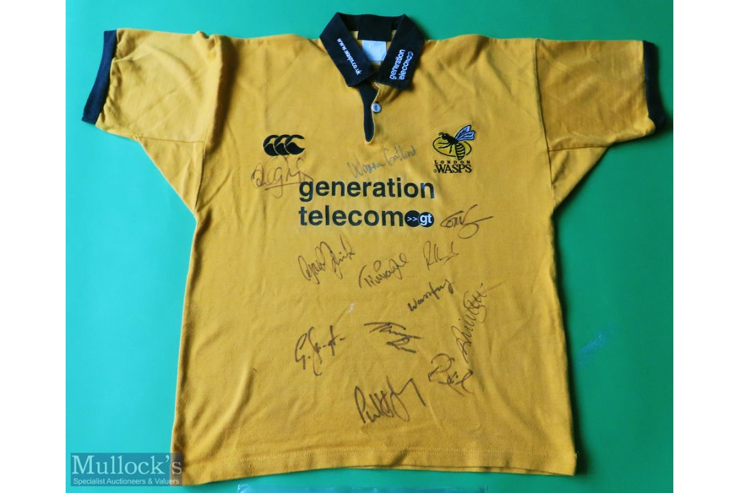 London Wasps Multi Signed Rugby Shirt made by CCC, Sponsored by Generation Telecom, Short Sleeve, - Image 1 of 3