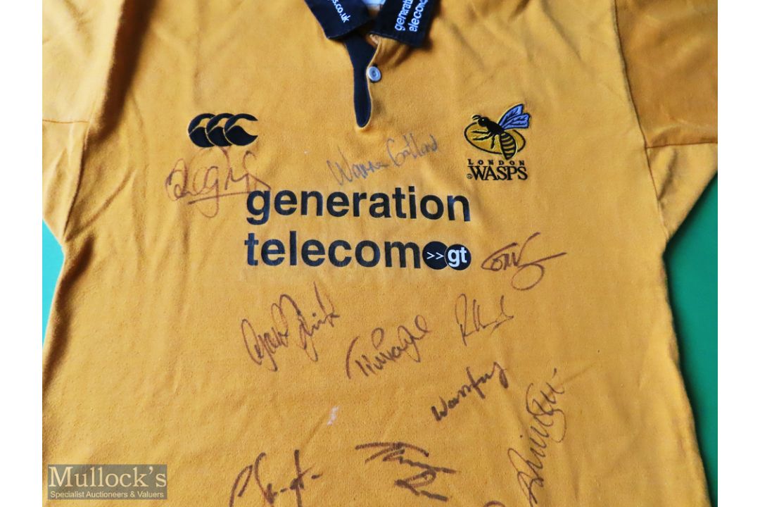 London Wasps Multi Signed Rugby Shirt made by CCC, Sponsored by Generation Telecom, Short Sleeve, - Image 2 of 3
