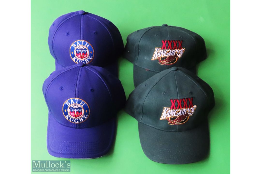 Four Rugby Caps for Bath RFC and The Kangaroos, two of each design