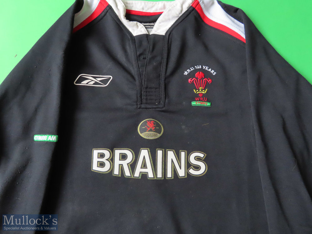 Wales 125 Years of the WRU Rugby Shirt made by Reebok, sponsored by Brains, Long Sleeve, Size Junior - Image 2 of 3