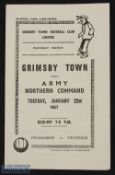 1956/57 Grimsby Town v Army Northern Command at Blundell Park 22 January 1957, 4 pager; good