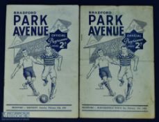 1949/50 Bradford Park Avenue v Barnsley Div 2 match programme 25 February 1950; Bradford Park Avenue