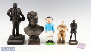 England Gordon Banks Legends Ltd, Manchester United Sir Matt Busby + Eric Cantona resin figures,